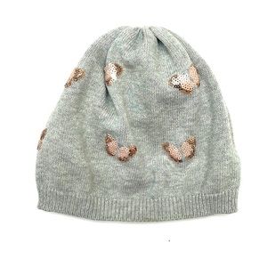 Toddler Girl Grey/Pink Butterfly Beanie Toque, Size 2-4 Years